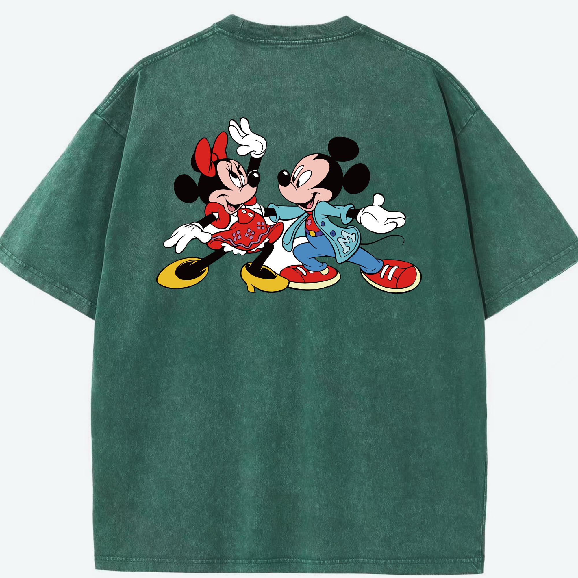 （画像用） ミッキーマウス Mickey Mouse 綿100% ヴィンテージ風 半袖Tシャツ（背面プリント）